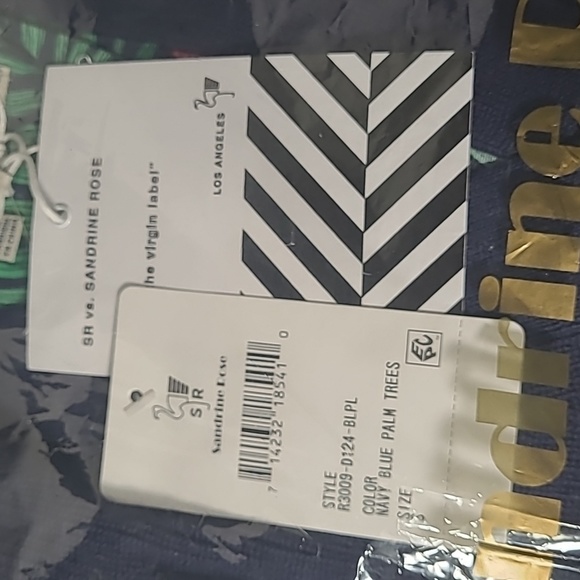 Sandrine Rose Free People Navy Blue Palm Trees Cardigan NWT Small - Picture 4 of 4